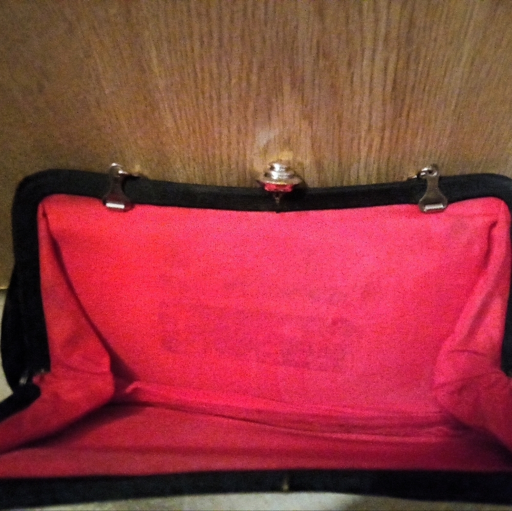 Vintage Stunning Rose Embroidery Purse Clutch Womens Small Rope Chain Handle - Picture 4 of 4